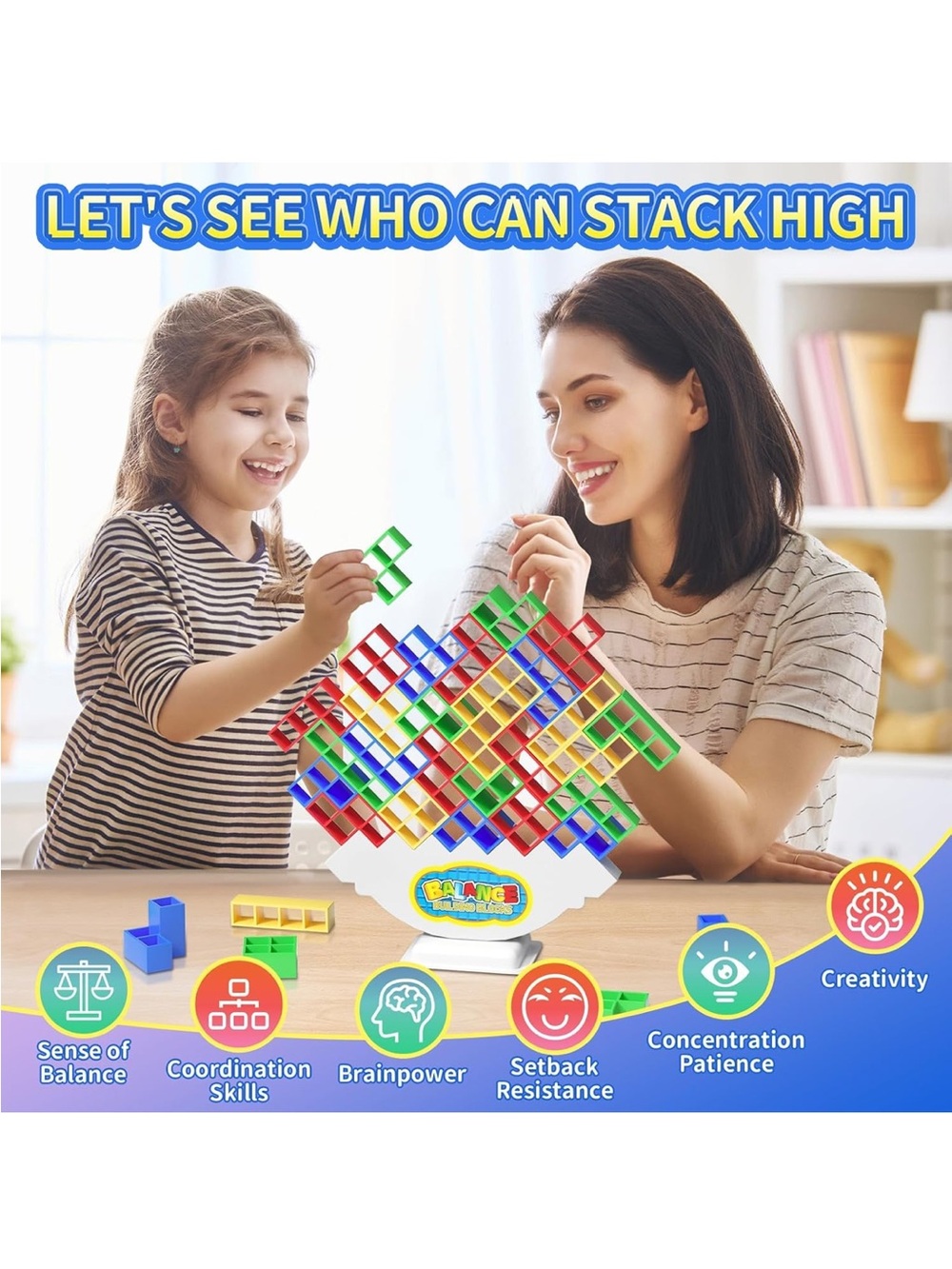 48Pcs Balance Stacking Blocks Game, Gift for Kids Ages 3-14 - Picture 2 of 4